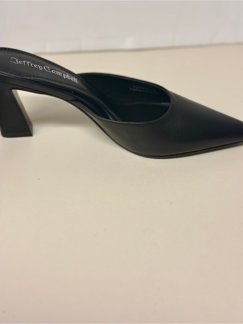 Jeffrey Campbell Black Pointed Leather Slip-On Heels